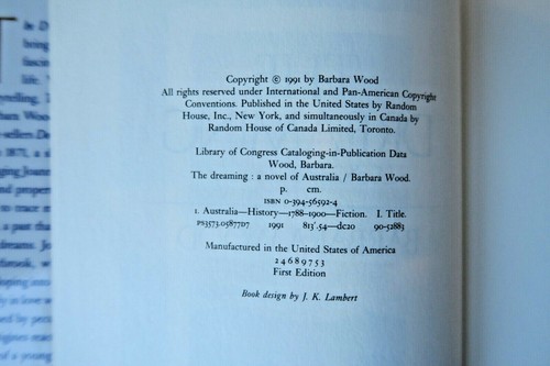 THE DREAMING by Barbara Wood - Hardcover 1991 1st edition 19th Century Australia - Imagen 8 de 9
