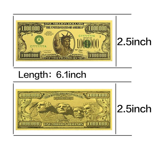 US Statue of Liberty 1 Million Dollars Gold Foil Banknote Home Decoration Money - Picture 6 of 8