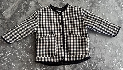 Primark Toddler Jacket Black White Gingham Zara Look Light Coat Size 3-4y 104 CM