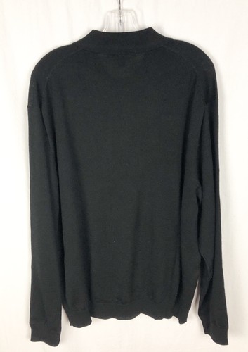 Linea Uomo Men Wool Blend Polo Black Sweater size XL Long Sleeve - Picture 4 of 5