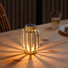 IKEA SOLVINDEN LED Solar-Powered Table Lamp, Beige/Stripe, 17 cm, 6 7/8" NEW