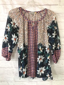 FIGUEROA-amp-FLOWER-Multi-Color-Boho-Flowy-Peasant-Top-Blouse-Small-S-gypsy-shirt