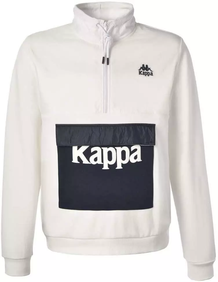 KAPPA MEN S IF SWEATSHIRT JUMPER HALF ZIP WHITE NAVY RETRO COMFY ITALIE NEW BNWT