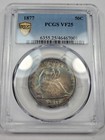 1877 50c Seated Liberty Half Dollar Pcgs Vf25 Rainbow Toned Amazing *J466