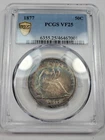 1877 50c Seated Liberty Half Dollar PCGS VF25 RAINBOW TONED Amazing *J466