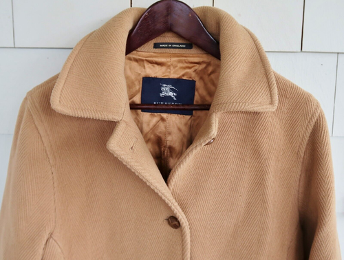 Vtg Women's BURBERRY Beige OVER COAT, Jacket SIZE 10 - Long, TRENCH Viscose 90's - Picture 2 of 9