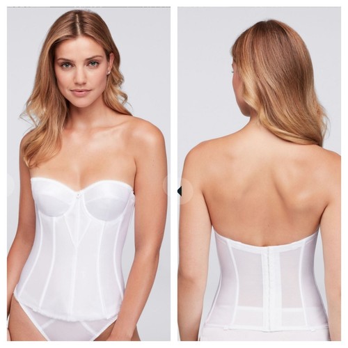 Corset Strapless Bra Torsolette 32A White Bodice Ven Low Boning Underwire Bridal - Picture 2 of 10