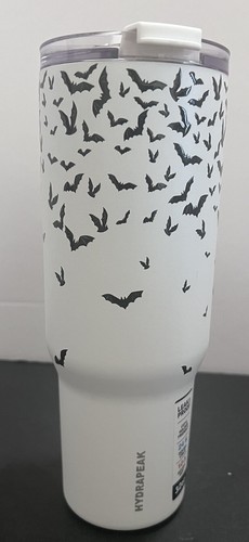 HYDROPEAK Bats WATER BOTTLE BLACK AND WHITE 32 oz Straw/Flip Lid (NWT) - Picture 2 of 9