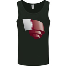 Curled Qatar Flag Qatari Day Football Mens Vest Tank Top