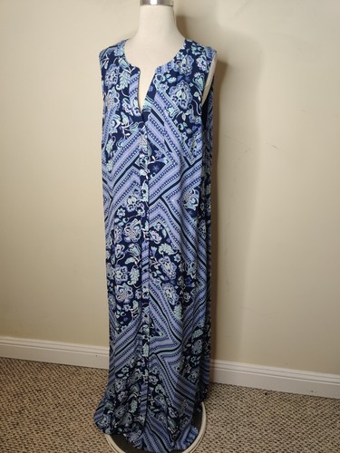 New York & Company Floral Maxi Dress XL Womens Button Front Sleeveless 57" Long - Picture 5 of 11