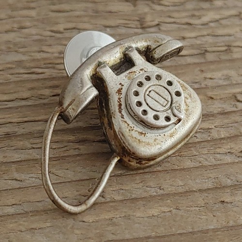 Vintage Fina Flor Telephone Pin Retro Phone Artisan Handmade Lapel Signed '89 - Picture 2 of 7