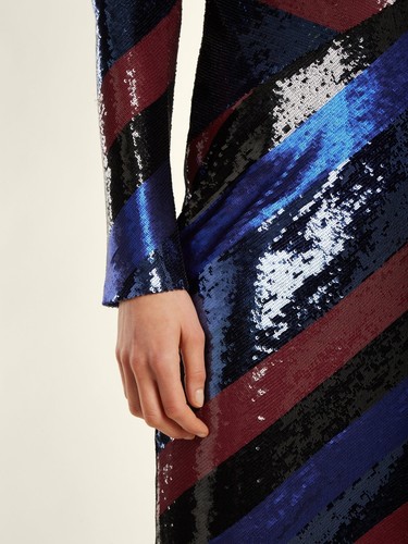 $2200 Authentic Rare DIANE VON FURSTENBERG Women's One-Shoulder Sequin Dress - Picture 12 of 12