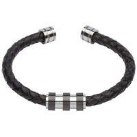 Brand Unique Jewelry Men's Black Leather Bracelet B285bl/21cm Brand Unique Jewelry Men's Black Leather Bracelet B285bl/21cm