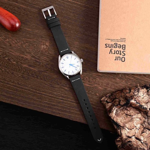 Correa de reloj de cuero de grano superior WOCCI 17 18 19 20 21 22 24 26 mm para hombre - Imagen 74 de 115