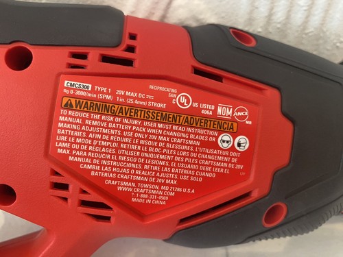 Craftsman CMCS300 V20 Reciprocating Saw Cordless (Tool Only) Free Shipping - Picture 4 of 4