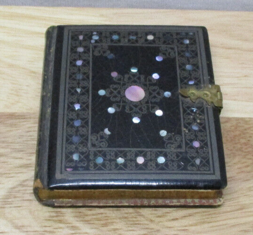 Victorian Gilt Leather, MOP, Little Antique Daguerreotype Frame w/Madonna Icon