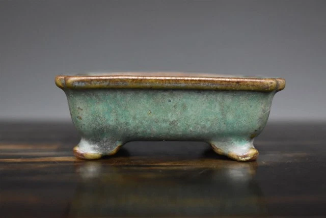 Japanese Bonsai Pot Kyo-ware HEIAN KOSEN 2.9(7.3cm) Green Glazed