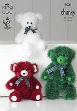 King Cole 9021 Knitting Pattern Teddy Bears in Tinsel Chunky