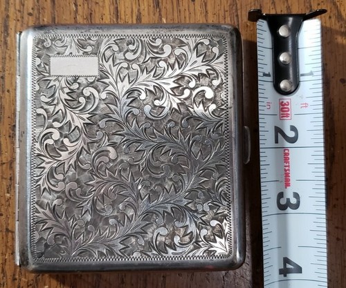Sterling Silver .950 Cigarette Case Vintage Engraved Japanese Filter Cigs (#012) - Imagen 5 de 9