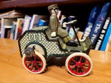 NICE 1910's TIN LITHOGRAPH LEHMANN GYRO POWERED LOLO CAR w/ DRIVER  #2