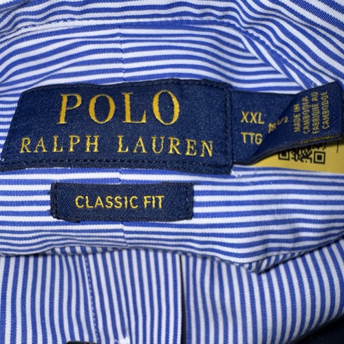 Polo Ralph Lauren Men’s Button Down XXL Classic Fit Blue Striped Navy Pony - Picture 4 of 6