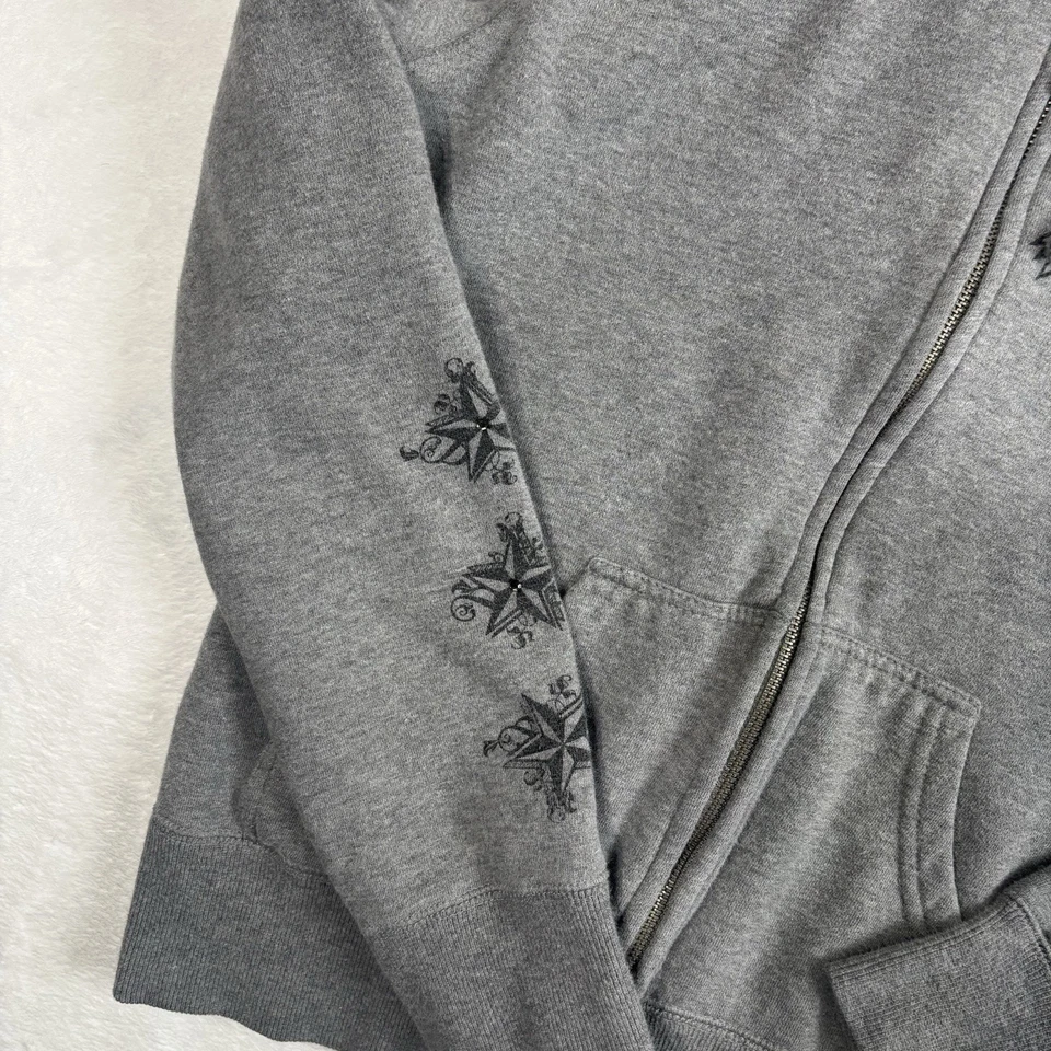 VTG Y2K So Cal Grey Full ZIp Long Sleeve Hoodie Girls Size XL - Image 3 of 4