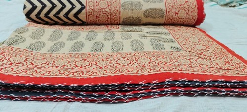Indische Kantha Twin Quilt Handarbeit Ikat Print Wende Tagesdecke Decke Überwurf - Bild 7 von 9