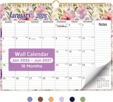 2026 Calendar,18-Month Wall Calendar Runs from January 2026 to June 2027,11.5" X