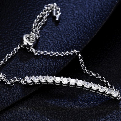 Full 3mm Round Cut Moissanite Half Tennis Bracelet 925 Sterling Silver Chain GRA - Picture 5 of 13