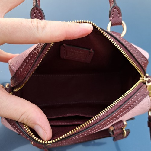 Borsa a mano Coach rosa bicolore mini Rowan borsa a cupola CF375 - Foto 8 di 11
