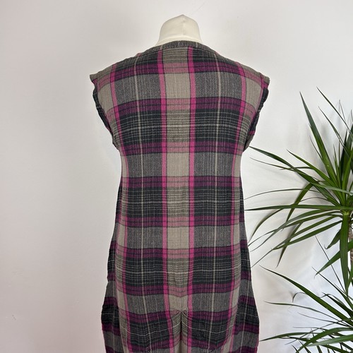 Masai Clothing Oversized Dress UK S Pink Grey Check Tartan Knee Length Lagenlook - Picture 10 of 13