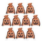  10 Pcs Halloween Bunch Mouth Pumpkin Burlap Bag Drawstring Imitation Flax Gift