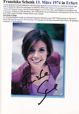 Autograph - Franziska Schenk (speed skating) - Netherlands)