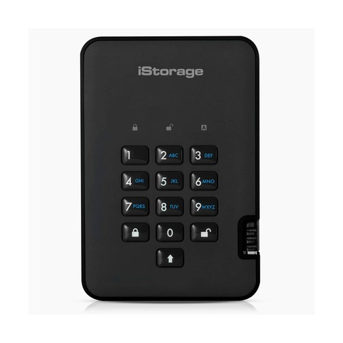 iStorage diskAshur2 2TB Secure Encrypted Hard Drive USB 3.2 256-bit Black