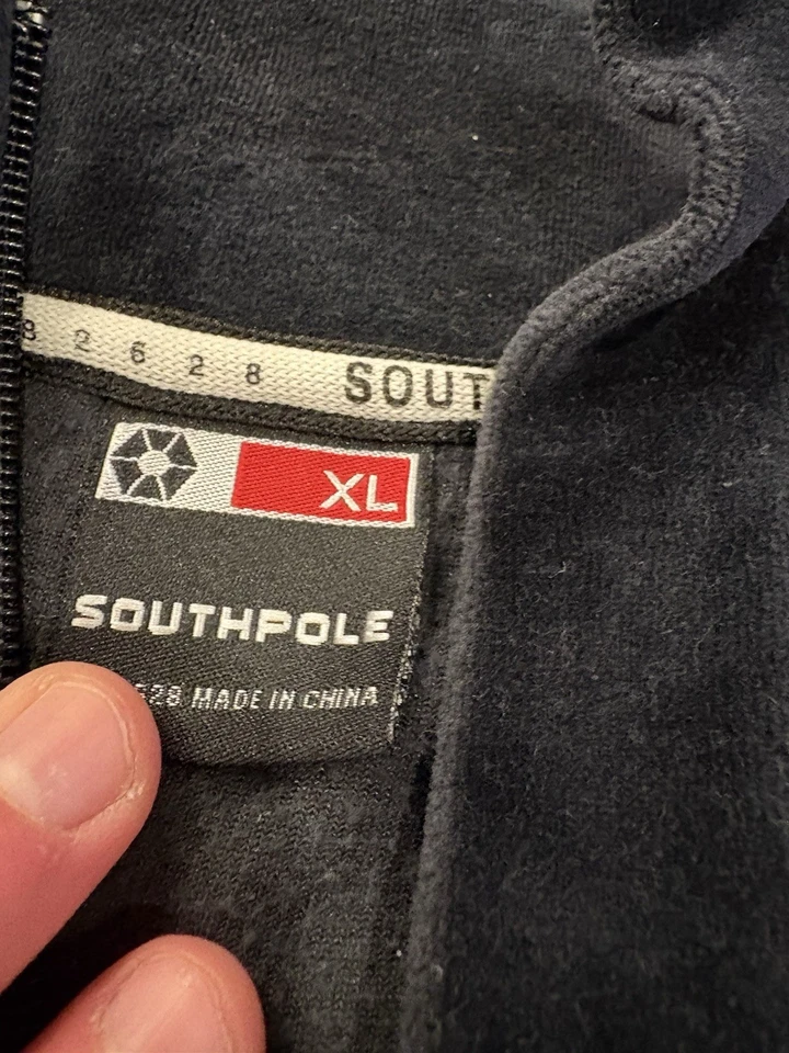 Suéter vintage South Pole Y2K super macio com zíper tamanho GG masculino azul marinho - Imagem 3 de 4