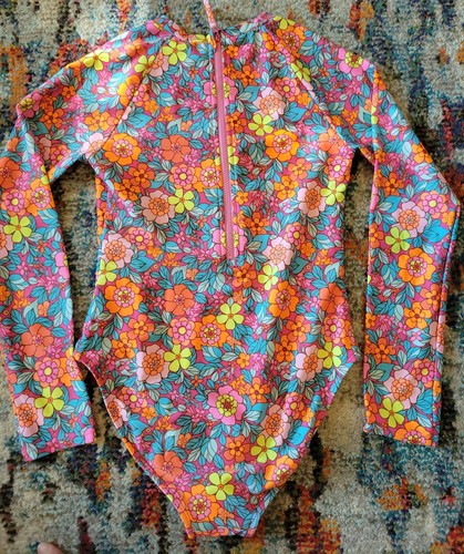 Cat & Jack Floral Print Long Sleeve One-Piece Swimsuit, L, (10/12) - Picture 8 of 12