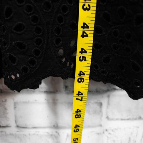 J Crew Black Cotton Eyelet Smocked Fit Flare Cocktail Midi Dress Size 4 PETITE - Picture 9 of 13