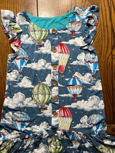 Posh Peanut Hi-Low Tanner Ruffled Sleeve Dress Bamboo Hot Air Balloons Size 4T - Picture 2 of 4