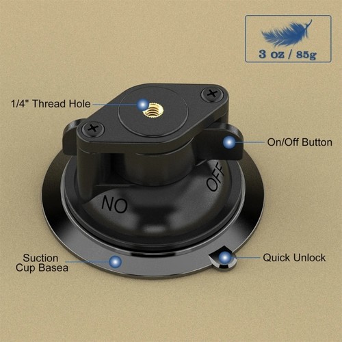 360 Degree Rotatable Suction Cup Base 1/4 Thread For Camera Accexxaries Mount - Picture 4 of 8
