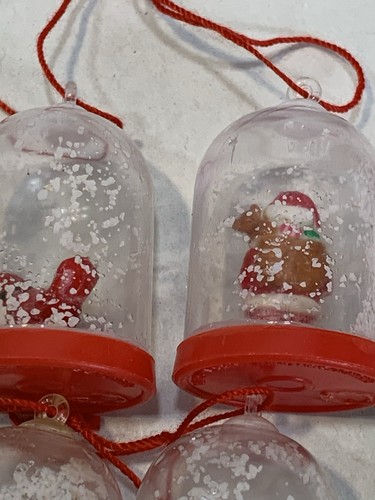 Vtg Christmas Ornaments Small Cloache Snowman Santa Satin Ball Train 1-2” 15pc - Picture 5 of 12