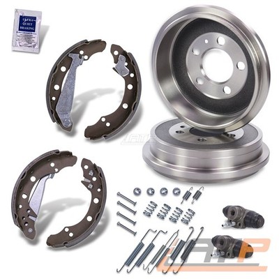 2x BREMSTROMMEL +BREMSBACKEN +ZUBEHÖR +RADBREMSZYLINDER FÜR SKODA FABIA 5J BJ 06