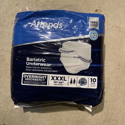 4 Packs Attends Disposable Bariatric Underwear 3XL Overnight Adult Pull Up