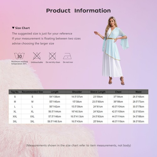 Mujeres Vestido Princesa Toga Disfraz Romano Halloween Trajes Vestir Juegos con disfraces Maxi - Imagen 50 de 69