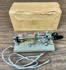 Vintage 1979 Vibroplex Telegraph Key Original Standard SN#387185 w/ Plug & Box