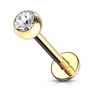 Labret Piercing 1,2mm Zirkonia Gold plattiertes Chirurgenstahl 316L Tragus Helix