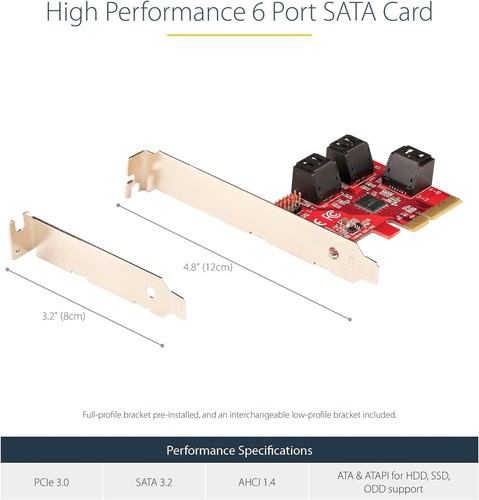 StarTech.com SATA PCIe Card - 6 Port PCIe SATA Expansion Card - 6Gbps - Low/Full - Picture 4 of 7