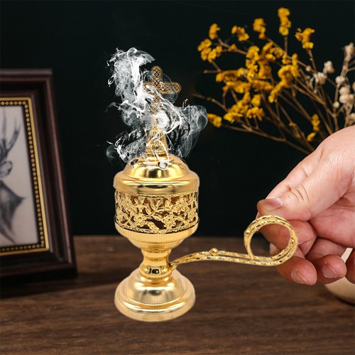 Vintage Metal Cross Incense Burner Indoor Sandalwood Burner Home Decoration - Picture 4 of 16
