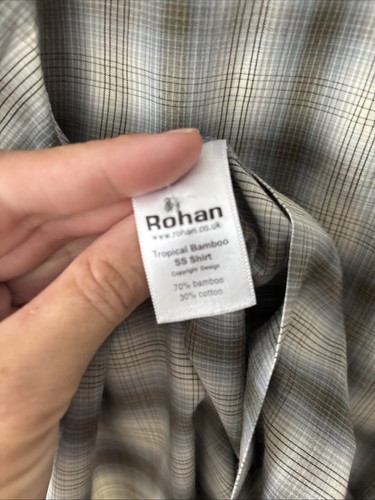 Mens Rohan Tropical Bamboo Short Sleeve Shirt Khaki Checked Size M - Picture 11 of 12