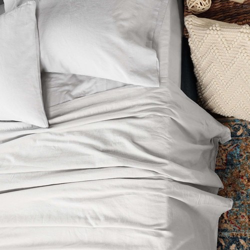 Set Lenzuola Misto Lino Cotone, Lenzuola per Arredamento Casa, Biancheria da Letto Moderna Massello... - Foto 8 di 9