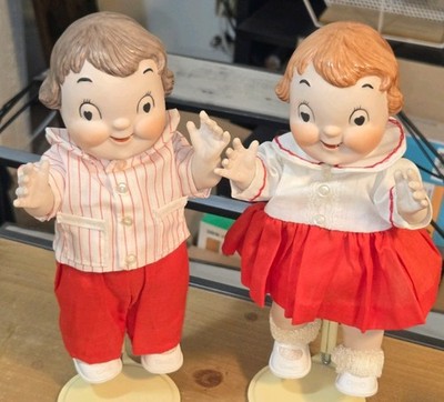 Vtg Pair Of Campbell's SOUP DOLLS ALL ORIGINAL RARE. Porcelain, Knickerbocker?